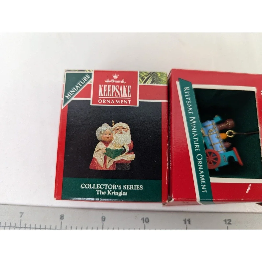 Hallmark Miniature Ornament Lot Kringles Santa‎ Mrs Claus Train